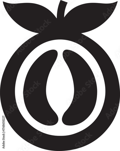 A silhouette style grapefruit logo design icon vector illustration on a white background
