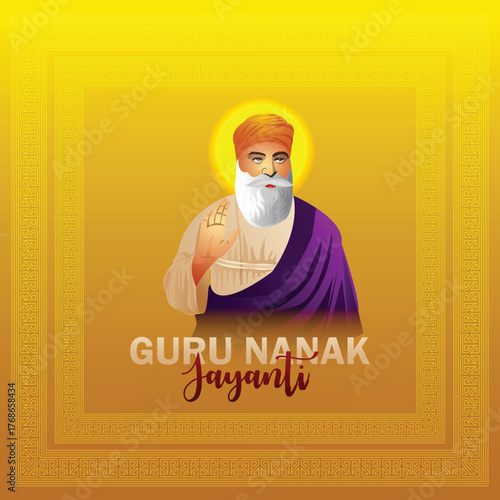 Sikh festival happy guru nanak jayanti background