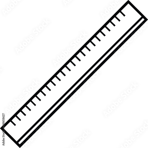 Silver ruler measuring tool vector illustration scalable eps icon line art