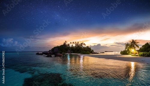 Tropical Island At Night