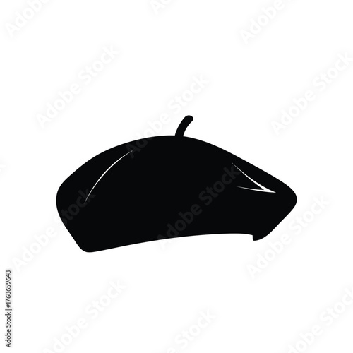 Classic black beret hat isolated simple graphic element fashion accessory apparel silhouette