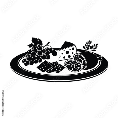 Gourmet cheese platter with grapes and cured meat a delicious appetizer silhouette