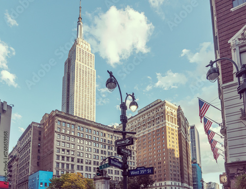 Skyscrapers in Manhattan in vintage tone