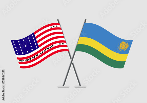 Bikini Atoll and Rwanda vector flags with twin-flag composition