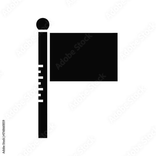 Simple black flag on pole icon represents a symbol of protest or neutrality silhouette