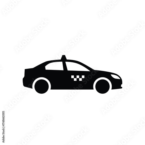 Iconic black taxi cab silhouette for urban transportation and city services silhouette
