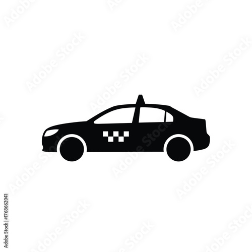 Black silhouette taxi cab icon representing urban transportation and ride-sharing services silhouette