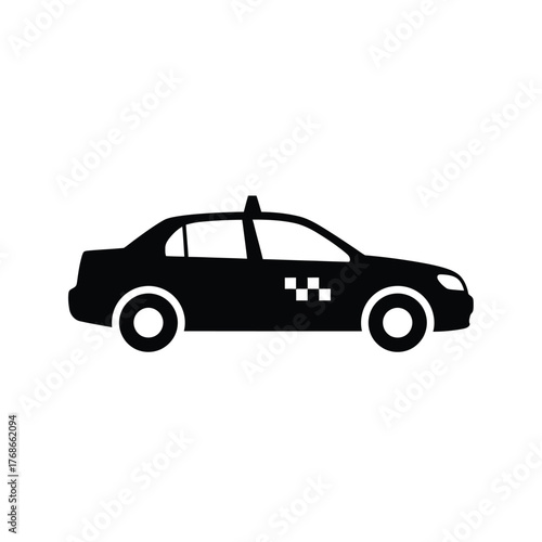Iconic black taxi car silhouette for urban transport and city travel services silhouette