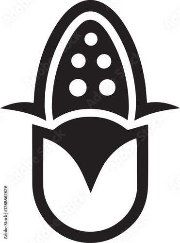 A silhouette style corn logo design icon vector illustration on a white background
