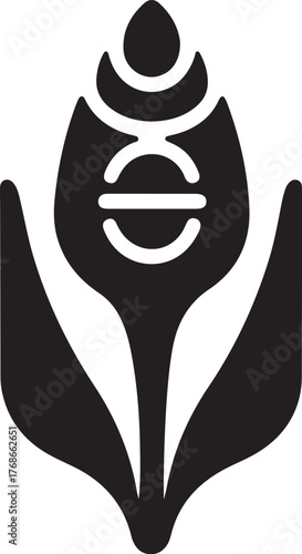 A silhouette style corn logo design icon vector illustration on a white background
