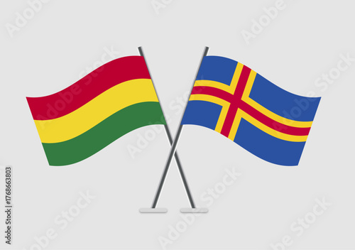 Bolivia and Aland vector flags in modern flat illustration style
