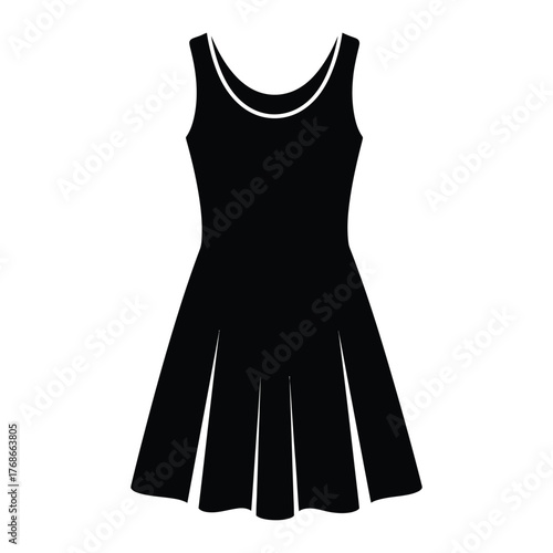 Black cheerleading uniform skirt dress with white trim athletic apparel silhouette