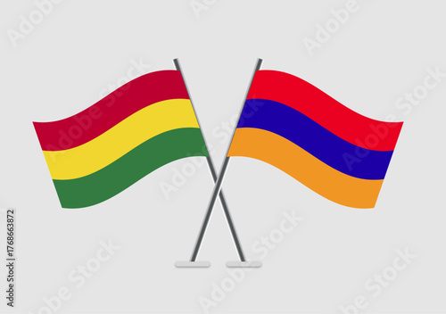 Bolivia and Armenia vector flags in symmetrical crossed layout