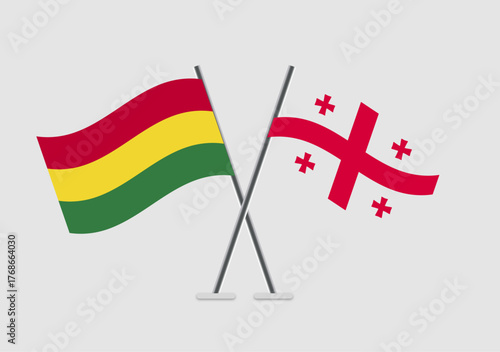 Bolivia and Georgia vector flags with equal proportion vector style