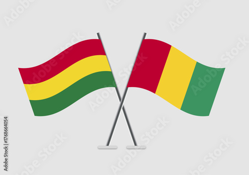 Bolivia and Guinea vector flags artwork with cultural context