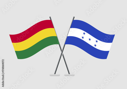 Bolivia and Honduras vector flags displayed in united stance