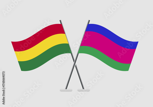 Bolivia and Kuban Peoples Republic vector flags in international meeting symbol