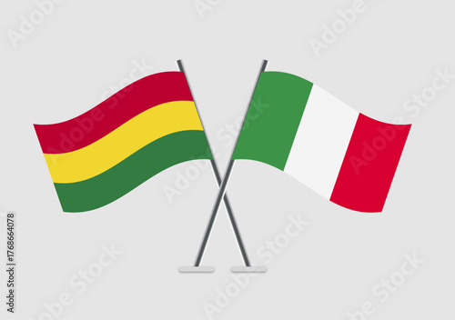 Bolivia and Italy vector flags illustration in graphic flat mode
