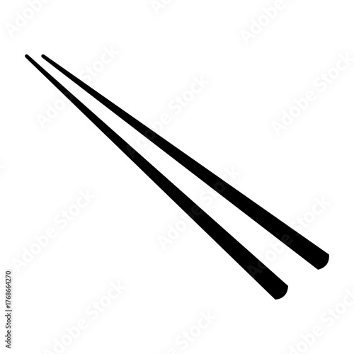 Chopsticks silhouette. Chinese and japanese cutlery made of wood and steel with simple minimalist design