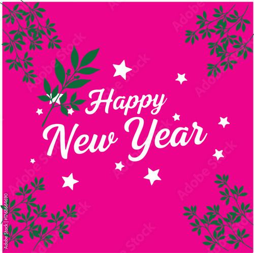 Happy New Year Marijuana Leaves Design