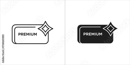 Two premium badges, one outlined and one solid black
