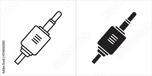 Two audio jack connectors, one outlined and one solid black