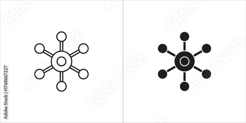Two network icons, one outline and one filled