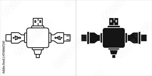 Usb hub splitter adapter with multiple ports