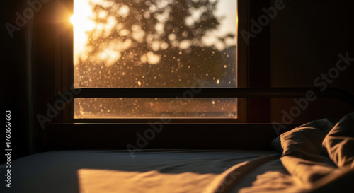 Purple crystal mountains with jagged peaks reflect symmetrically on a calm, mirror-like surface, under a twilight sky.