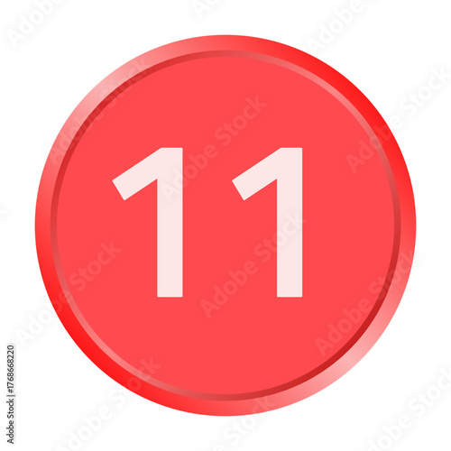 The number "11" white font is printed inside a red circle.