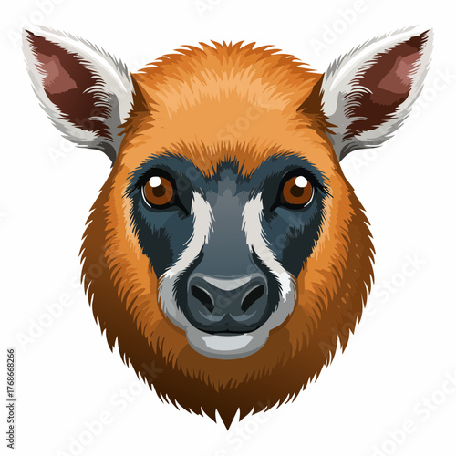 Mammifère, espèce inconnue, imaginaire, croisement génétique, visage en gros plan, isolé sur fond blanc