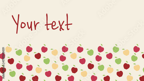 A cheerful vector background featuring vibrant red apples and plenty of space for your custom text. This fresh, minimalist design is ideal for menu headers, promotional ads, or seasonal banners