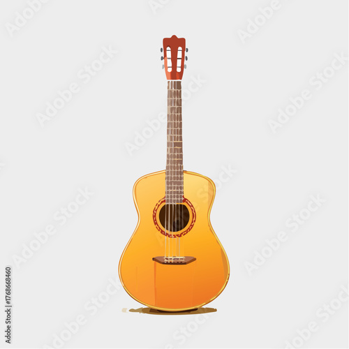 Guitare sèche classique en bois, isolée sur fond blanc