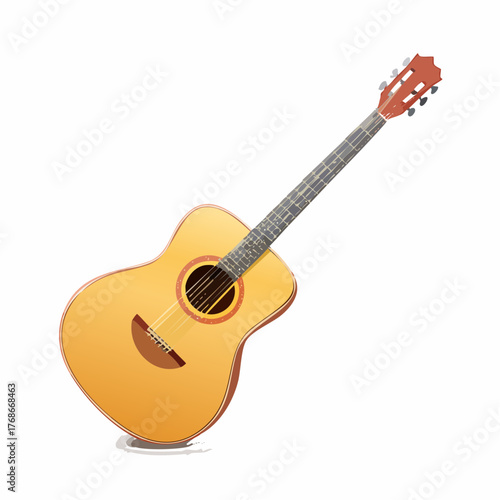 Guitare sèche classique en bois, isolée sur fond blanc