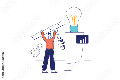 Each illustration is outlined with clean lines and includes subtle decorative elements like plants or icons (e.g., money, books, or hearts). The image is ideal for use in Adobe Stock as a versatile se