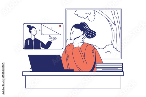 Each illustration is outlined with clean lines and includes subtle decorative elements like plants or icons (e.g., money, books, or hearts). The image is ideal for use in Adobe Stock as a versatile se