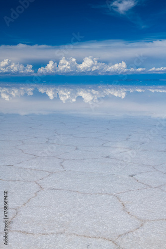 Cloud reflection on Uyuni salt flat