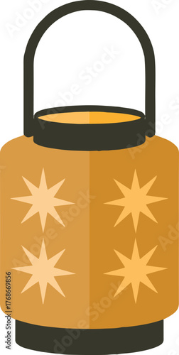 Illustration of a cylindrical lantern with stars and a handle against a light background