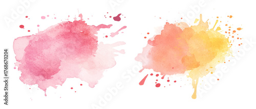 Set of colorful vibrant paint splash texture. Set of watercolor circles multicolored, Colors watercolor paint stains vector backgrounds.		