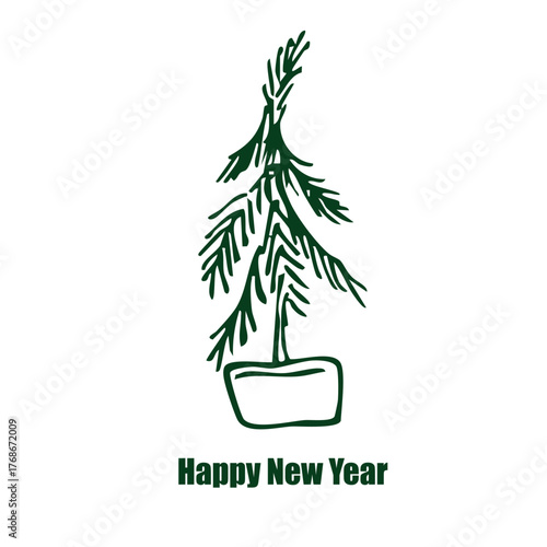 Happy New Year card with tree