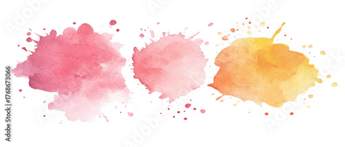 Set of colorful vibrant paint splash texture. Set of watercolor circles multicolored, Colors watercolor paint stains vector backgrounds.		