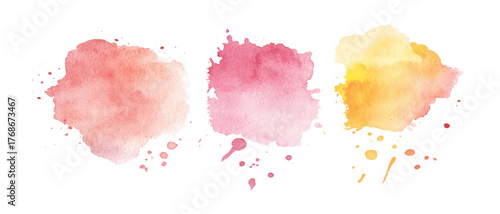Set of colorful vibrant paint splash texture. Set of watercolor circles multicolored, Colors watercolor paint stains vector backgrounds.		