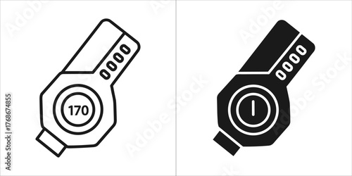 Digital breathalyzer device icon in outline and solid black