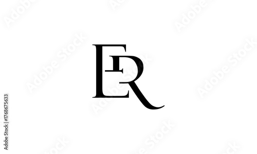 ER initial letters, or ER monogram logo