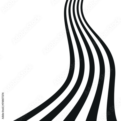 Perspective vector. Black stripes on a white background.
