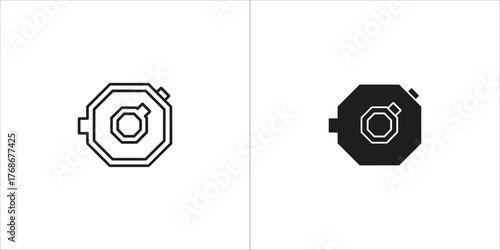 Set of two icons representing a fuse, one in outline and one in solid black