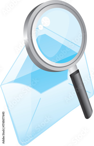 magnifying glass on blue background with shadow
