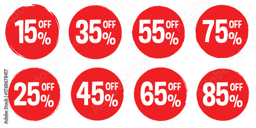 Set of special offer labels in red isolated on white background. Vector illustration