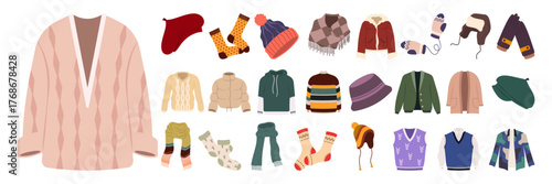 Cozy Winter Jackets, Sweaters, and Outerwear for Fall and Winter Fashion Set