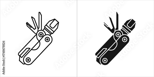 Black multitool icon multifunctional tool vector illustration